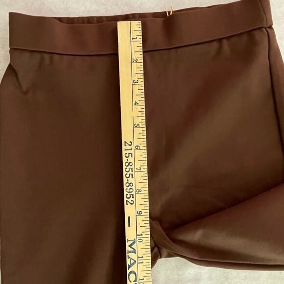 OGL Ponte High Rise Flared Pants Womens Size XS Brown Slimming Flat Front Pullon - Picture 11 of 13